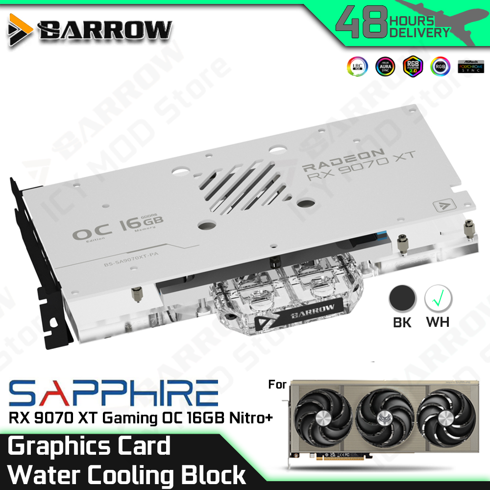 Rx 9070 16Gb - บล็อกระบายความร้อนด้วยน้ำสำหรับการ์ดจอ Barrow สำหรับการ์ดจอ SAPPHIRE RX 9070