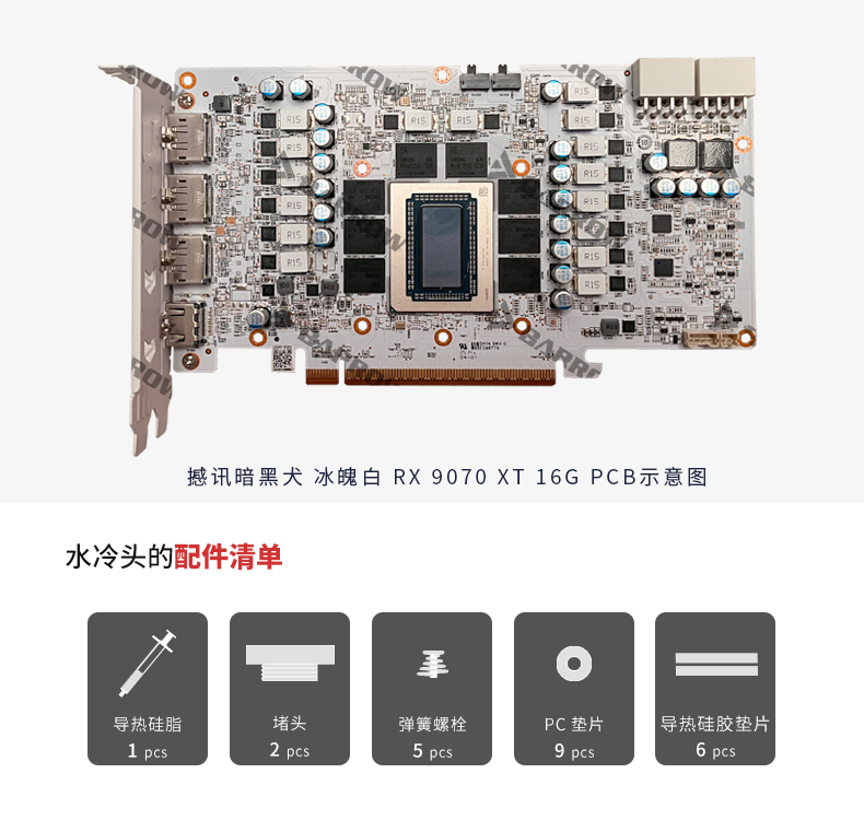 บล็อกน้ำสำหรับการ์ดจอ Barrow B - Rx 9070 16Gb บทวิจารณ์และราคา