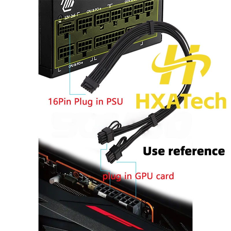 HXATech-Colorful 12VHPWR ถึง D - Dual 8Pin To 16Pin 12Vhpwr Cable บทวิจารณ์และราคา